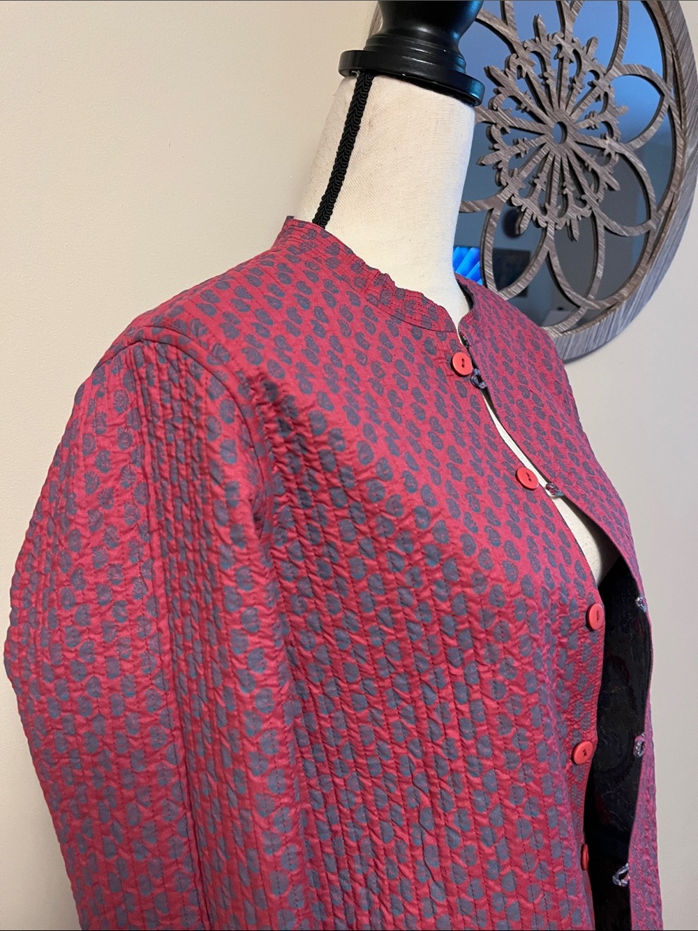 Quilted Button-Front Jacket in Raspberry Pink, reversible, medium, new - Picture 2 of 16
